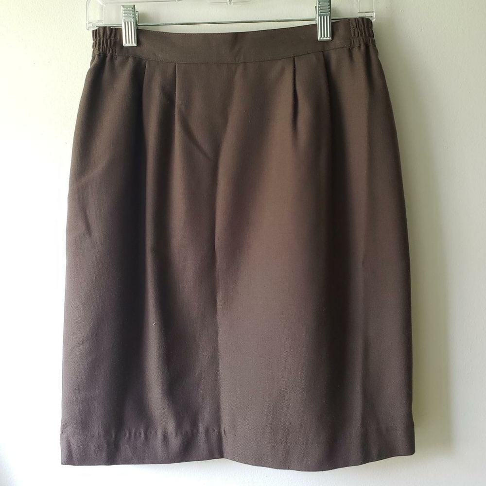 Vintage Pleated Chocolate Brown Skirt